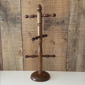 Vintage Wooden Mug Tree Stand